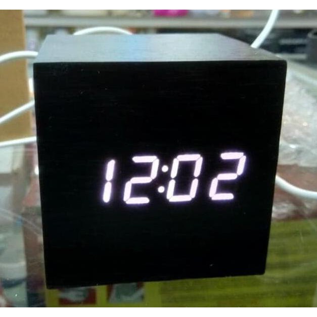 Jual Jam Waker Weker Kayu Alarm LED Digital Wood Clock Jam Meja Kayu