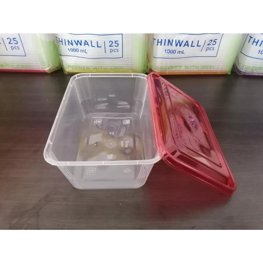 Jual Thinwall 1000 Ml 10 Pcs Rectangle Tutup Warna Clear Merek ENVI