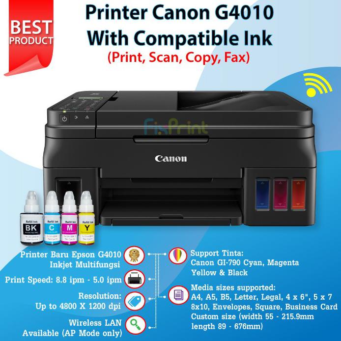 Jual PRINTER CANON G4010 ALL IN ONE COPY SCAN FAX ADF PENGGANTI G4000