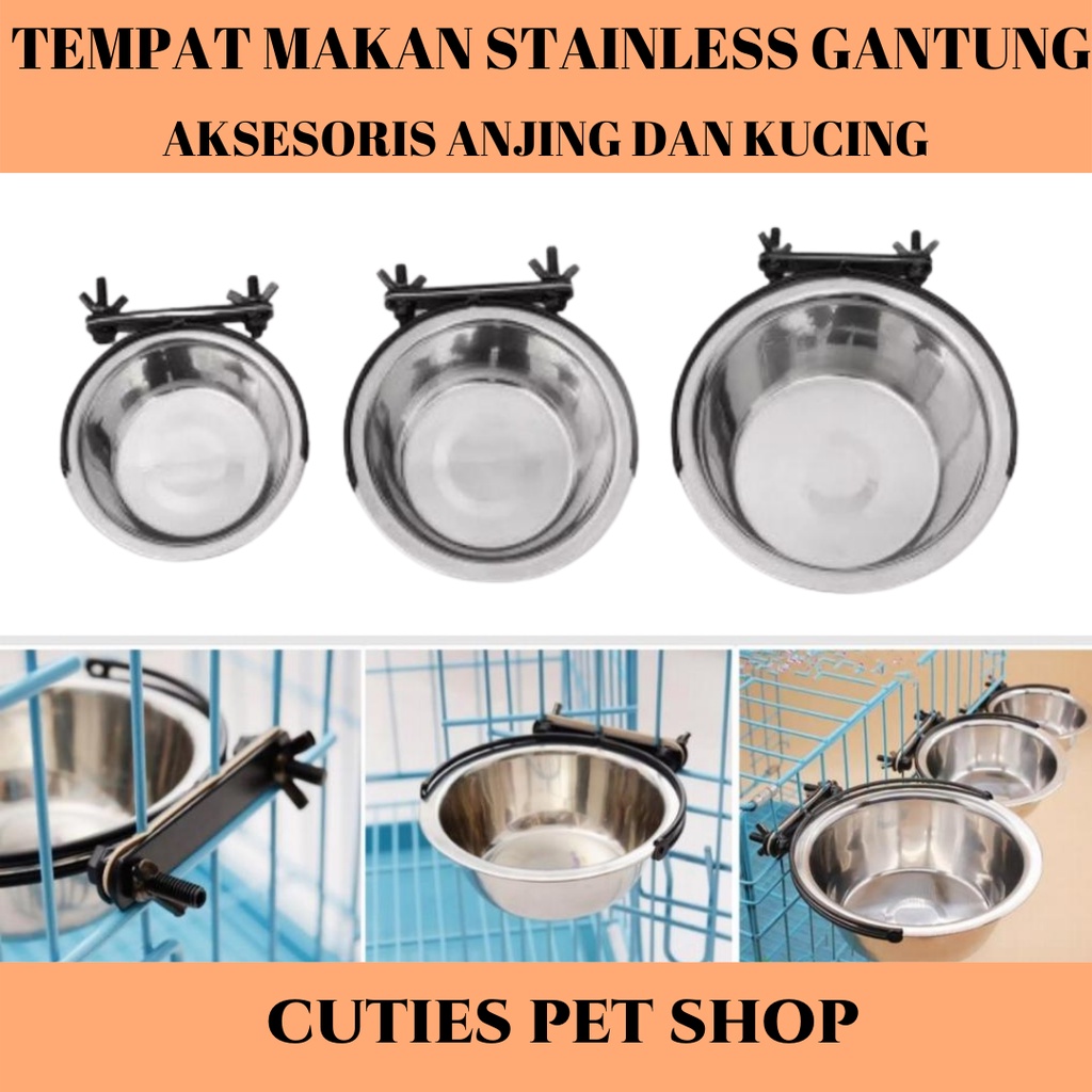 Jual Tempat Makan Stainless Gantung Anjing Kucing Hewan Pet Bowl For