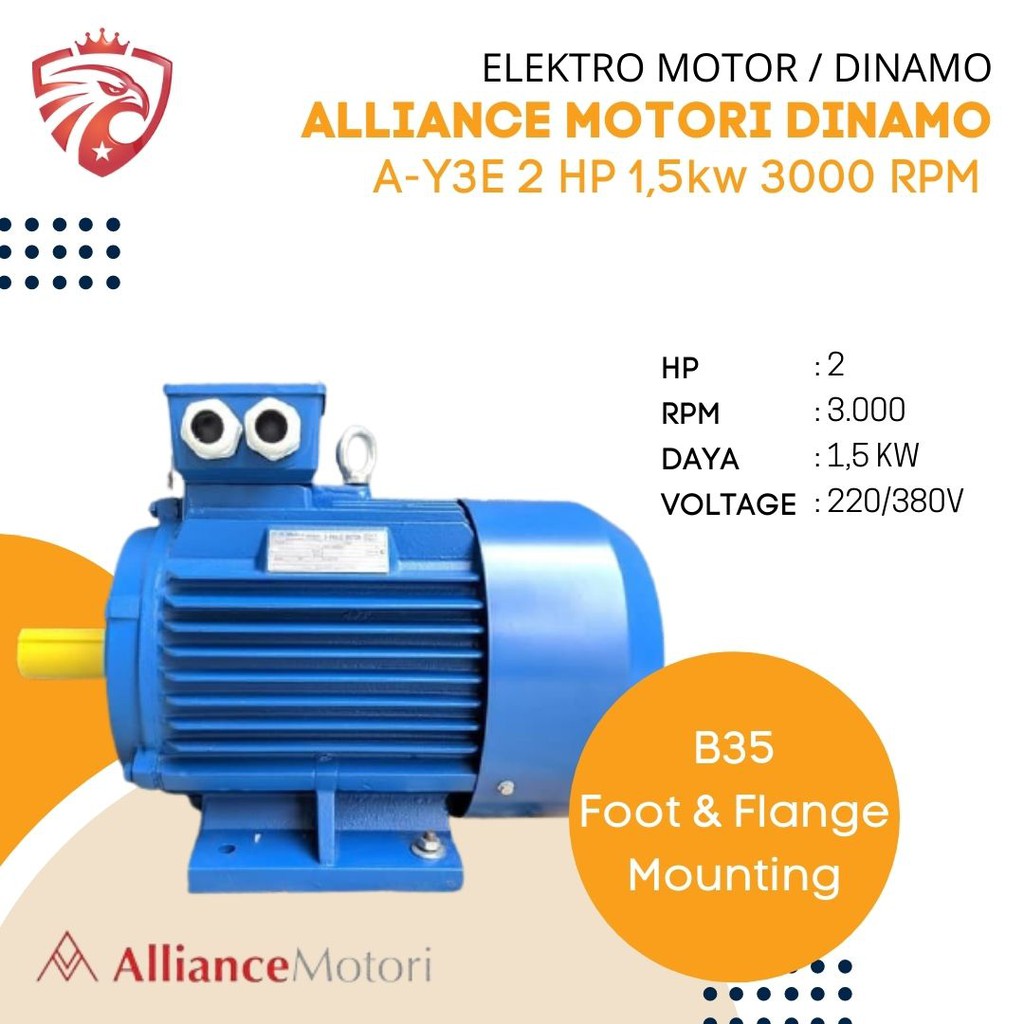 Jual Alliance Motori Elektro Motor Dinamo A Y3e 2 HP 1 5kw 3000 RPM