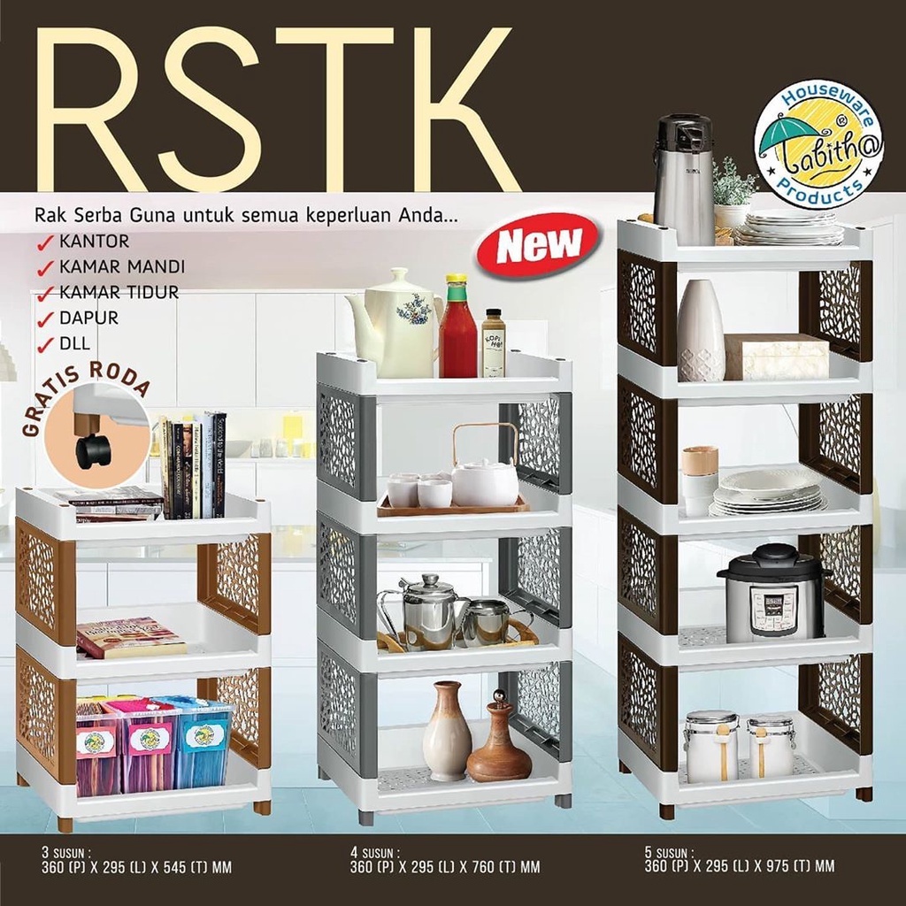 Jual RAK PLASTIK 3 4 5 SUSUN RSTK Tingkat Dapur Kosmetik Buku Shopee