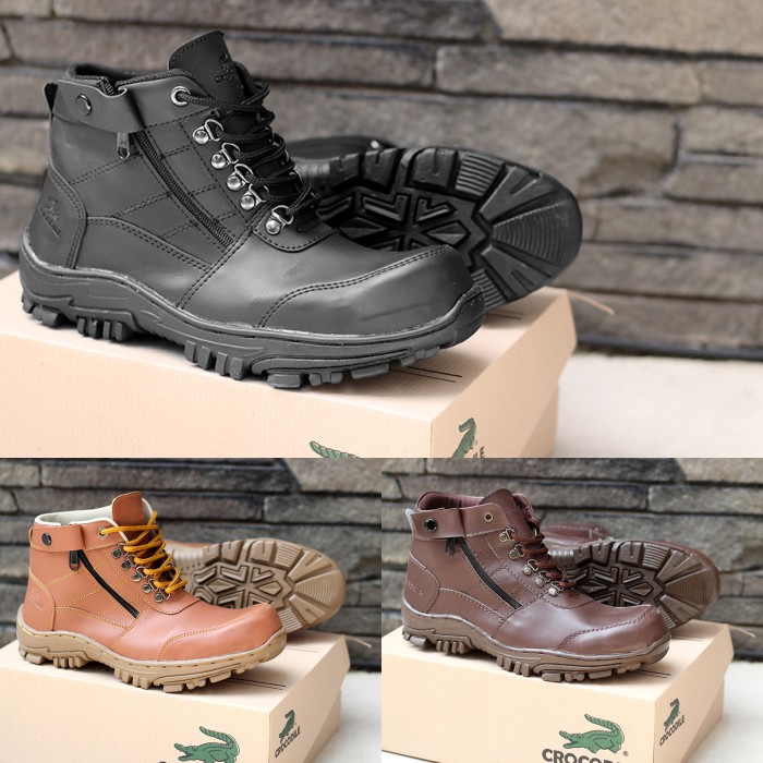 Jual COD Sepatu Boots Pria Crocodile Morisey Safety Ujung Besi