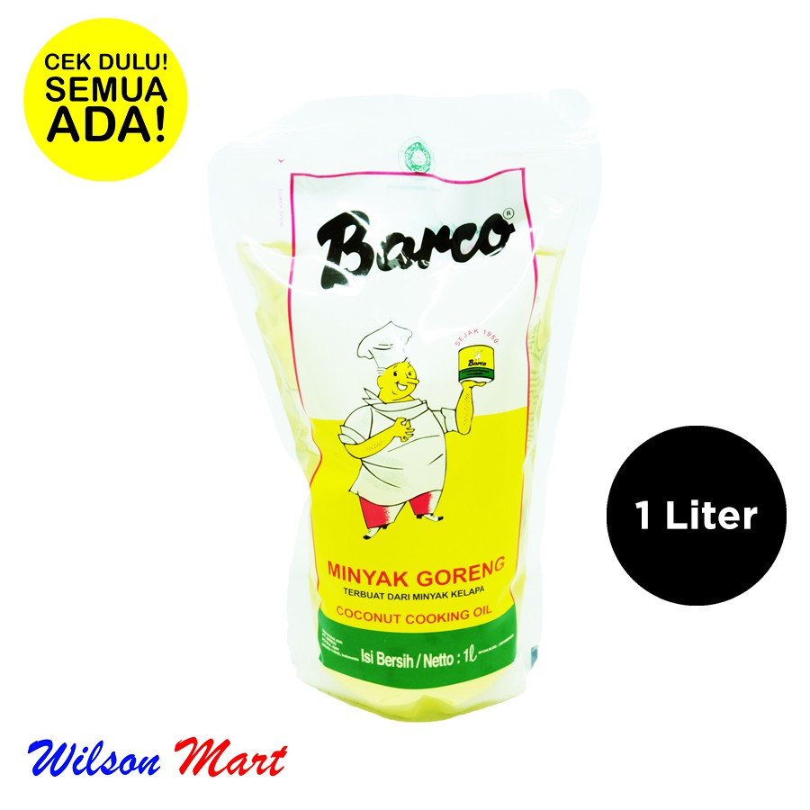 Jual BARCO MINYAK GORENG KELAPA COCONUT COOKING OIL 1 LITER REFILL