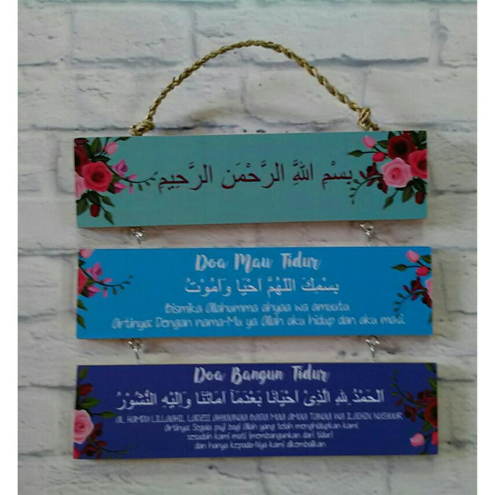 Jual Hiasan Dinding Gantung Unik Shabby Chic Islami Susun 3 Doa Mau