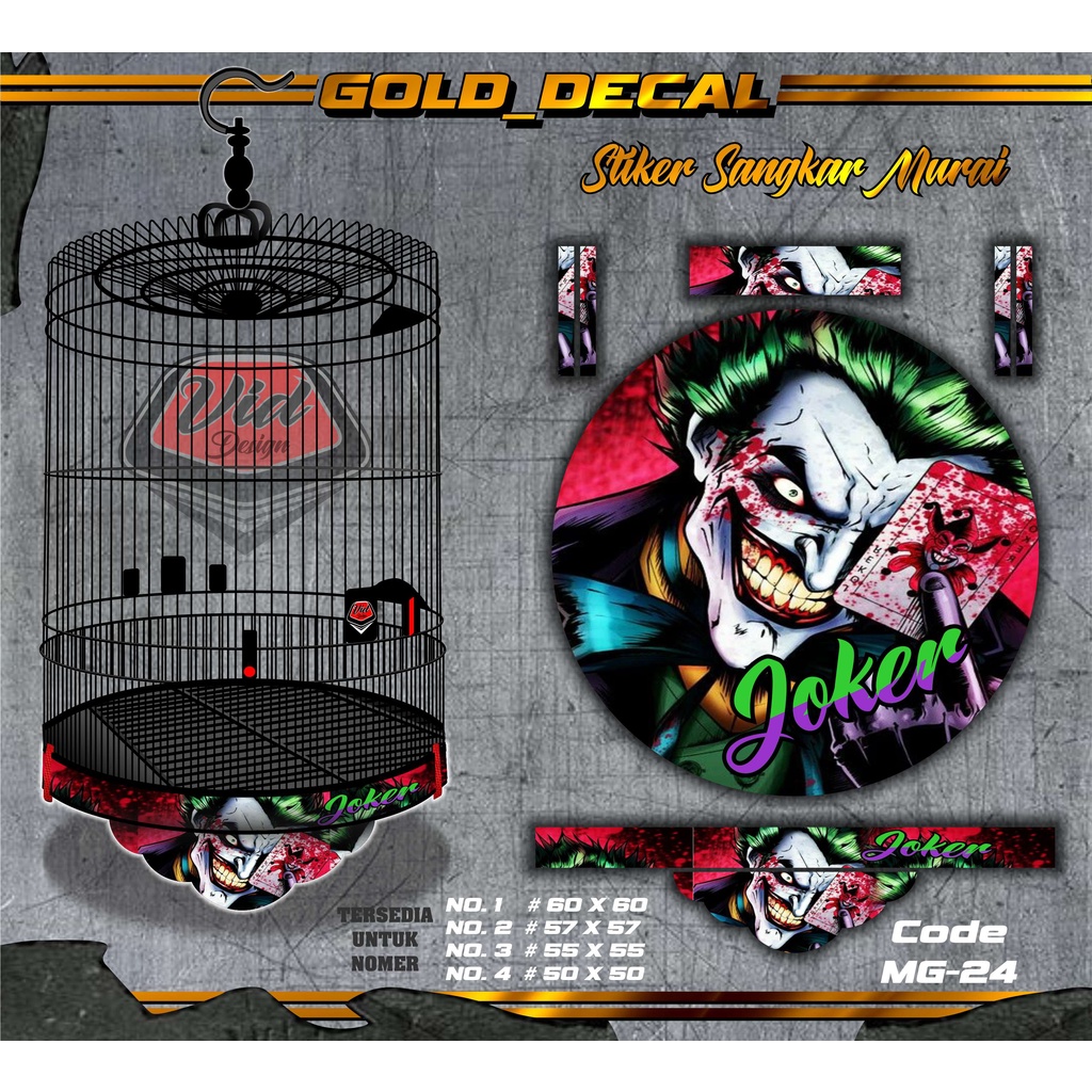 Jual Stiker Sangkar Murai Decal Kandang Murai Burung Bulat Motif Joker