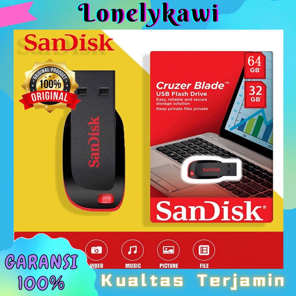 Jual FLASH SALE TERBARU Flashdisk SanDisk Cruzer Blade CZ50 64GB 32GB