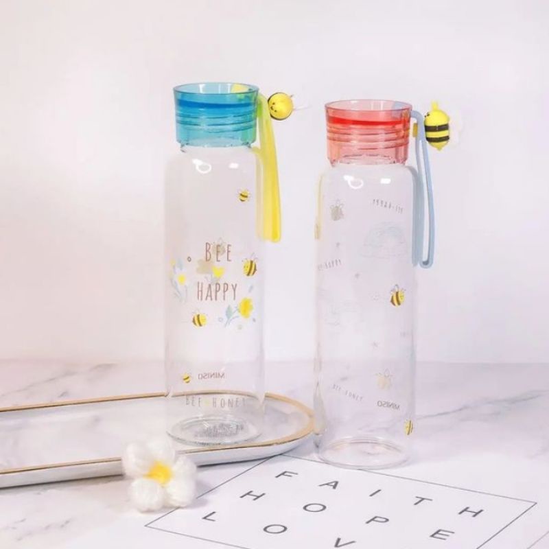 Jual Miniso Bee Series High Borosilicate Glass Water Bottle Botol