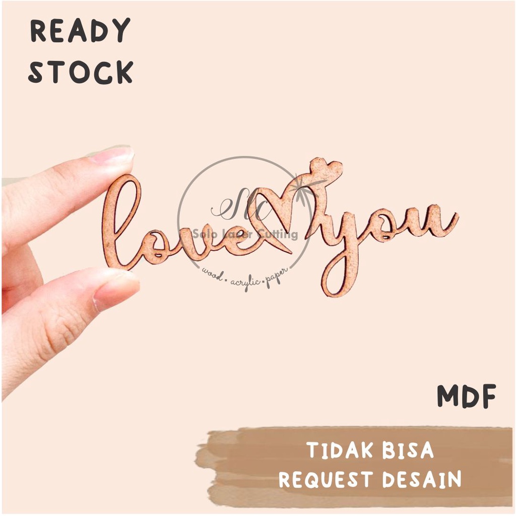 Jual Chipboard Text Love You Mdf Size 10 X 4 Cm UKIRAN KAYU LASER