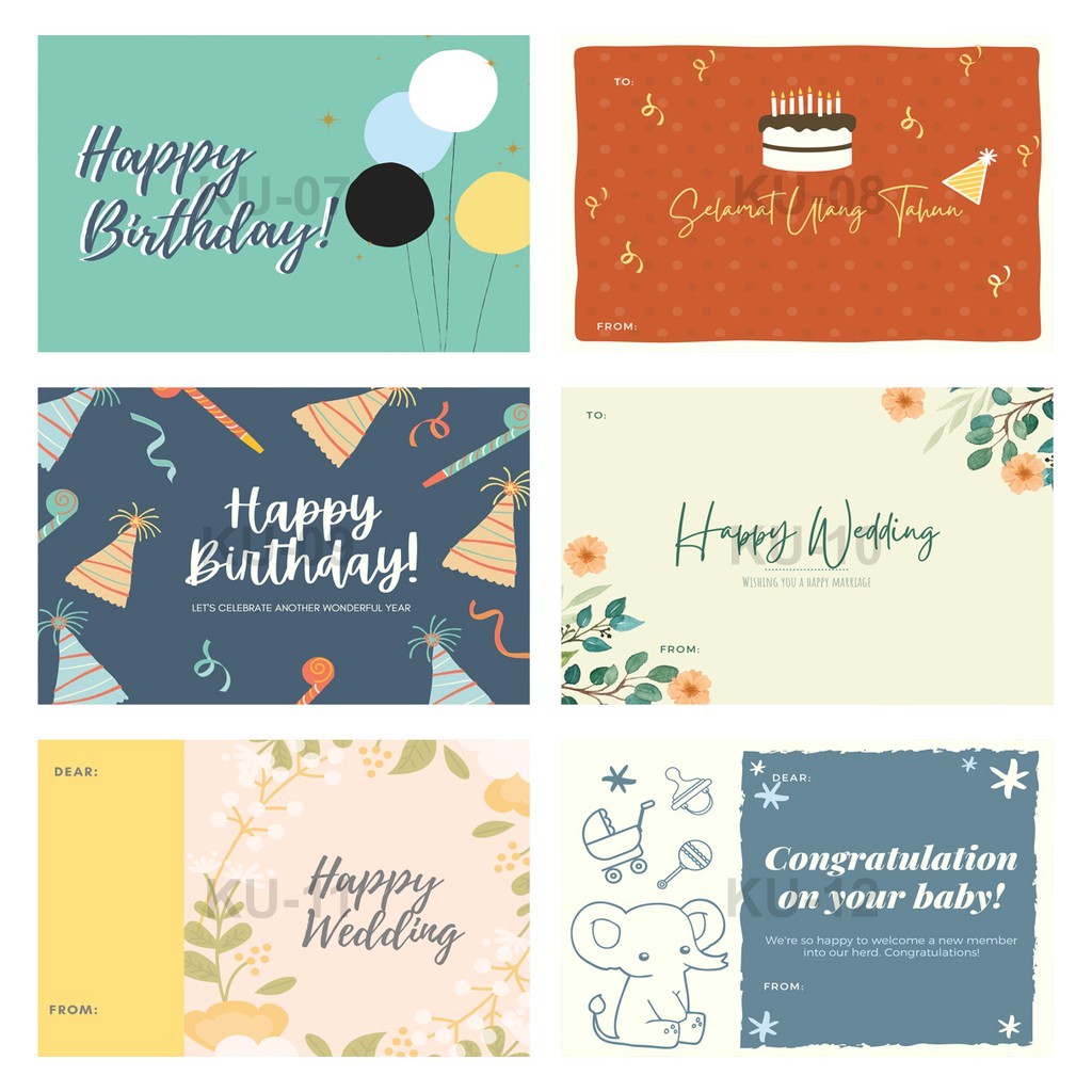 Jual Greeting Card Kartu Ucapan Polos Ulang Tahun Happy Wedding New