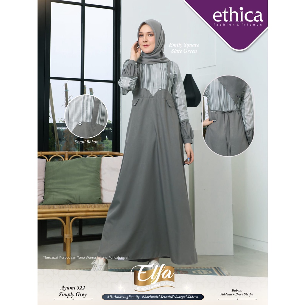 Jual Ethica Ayumi 322 Gamis Simply Grey Shopee Indonesia