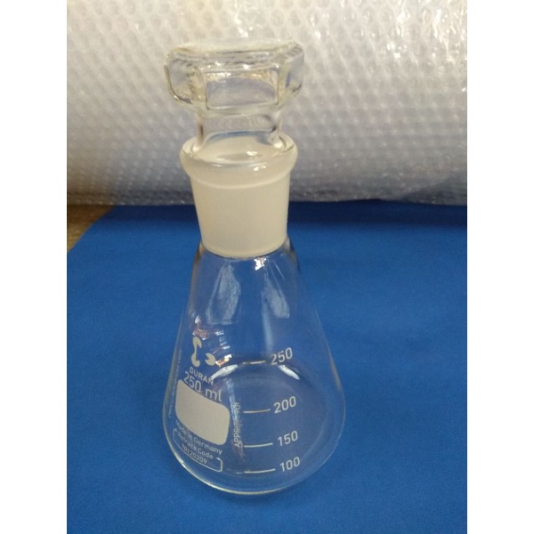 Jual Erlenmeyer 250 Ml Duran Asli Joint 29 32 Stoper Tutup Shopee