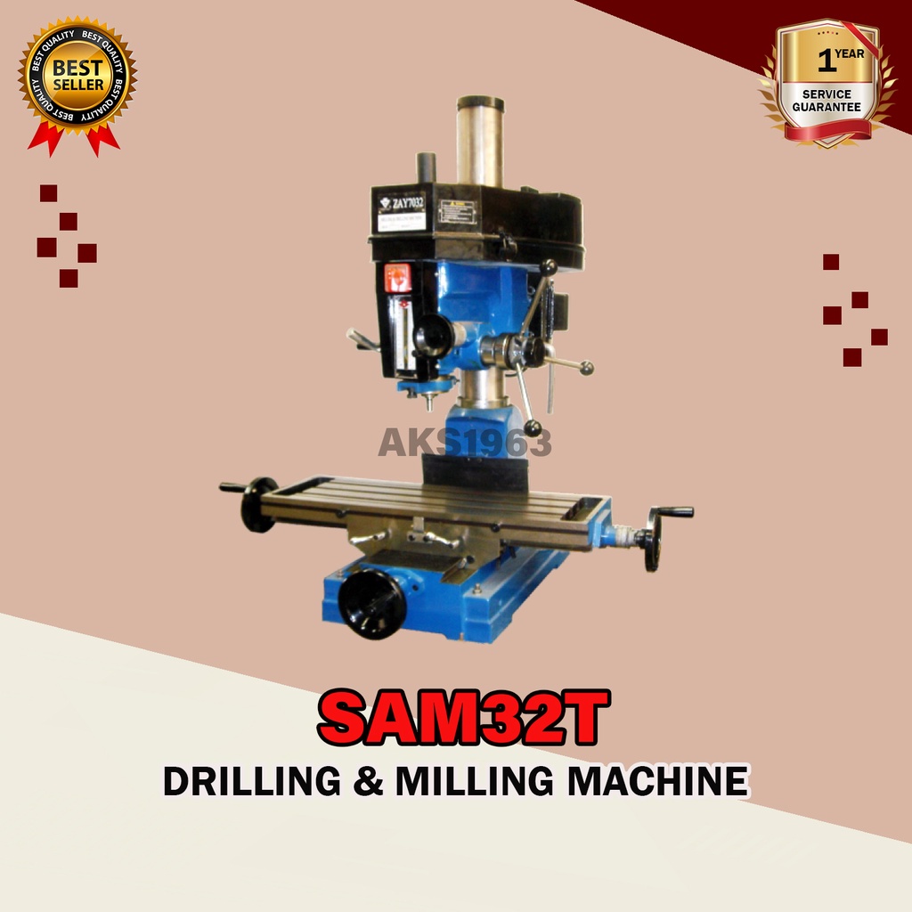 Jual Mesin Bor Duduk 1 5 Kw 32mm Drilling Milling Machine AKS SAM32T