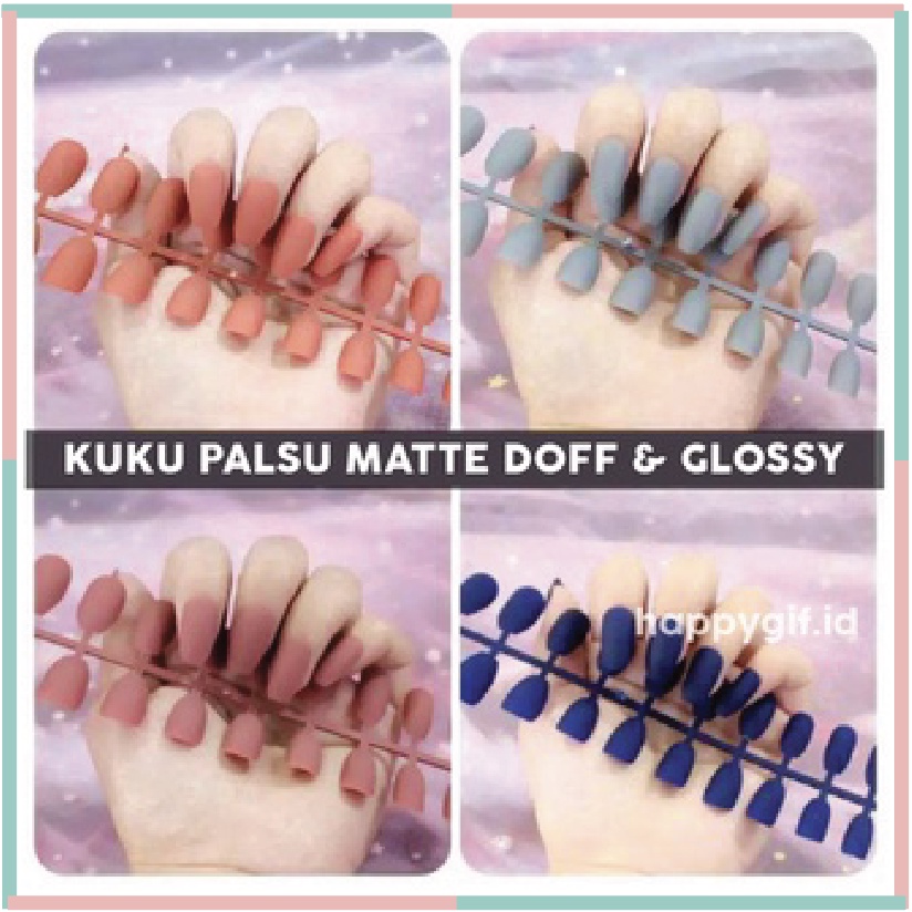 Jual Kuku Palsu Matte Doff Glossy Nude Pcs Fake Nail Manicure