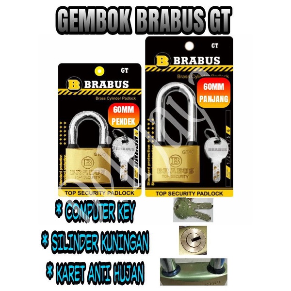 Jual Gembok Brabus Gt Jantung Kuningan Mm Pendek Dan Panjang Shopee