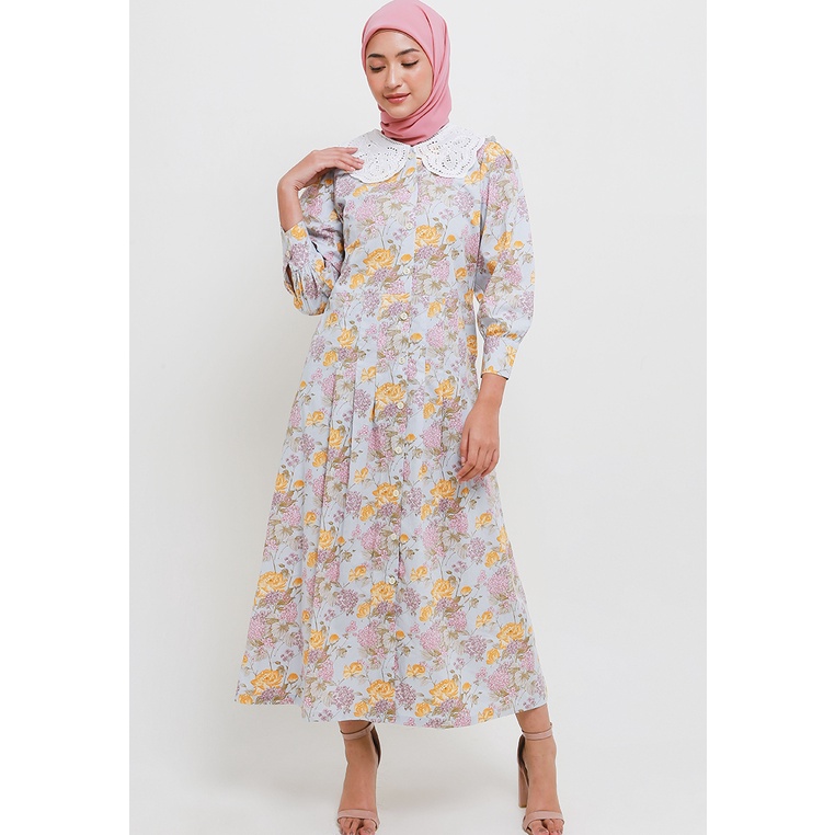 Jual Mfmw Ranarani Dress Biru Motif Bunga Shopee Indonesia