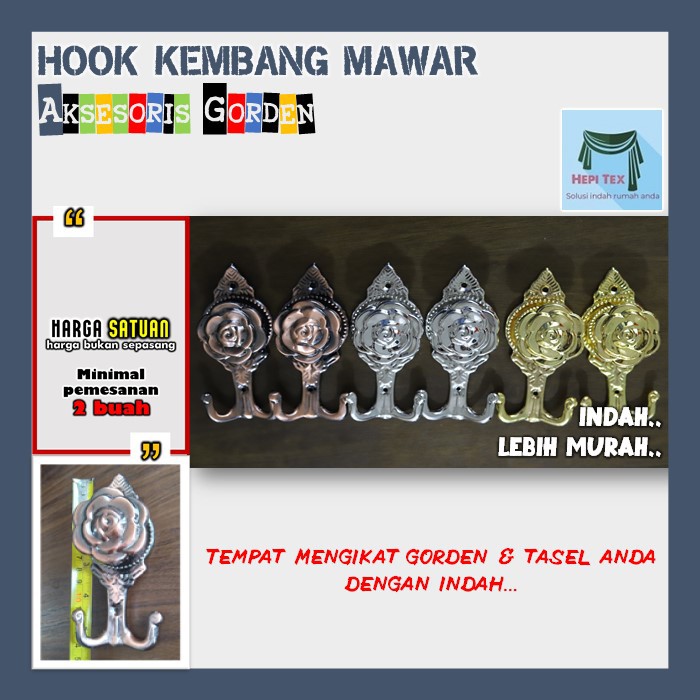 Jual Ahkmaw Tirai Cantolan Tali Gorden Mawar Hock Gordyn Jendela Hook