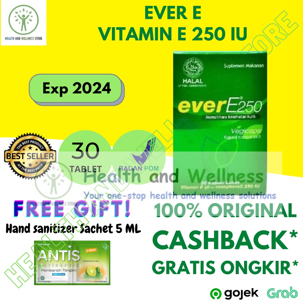 Jual EVER E 250 IU VITAMIN E 250 IU 30 KAPSUL LUNAK ANTIOKSIDAN VIT E