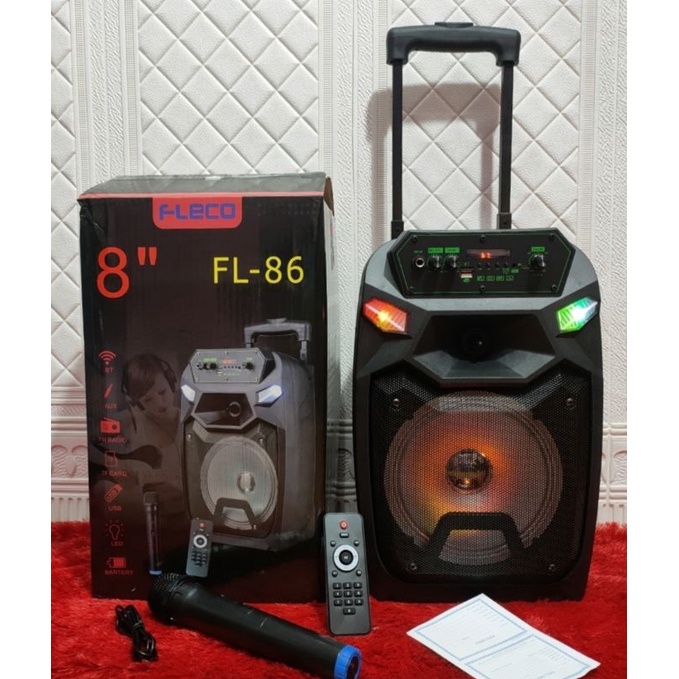 Jual Speaker Bluetooth FLECO FL 86 UK 8 Inch Free Mic Wireless