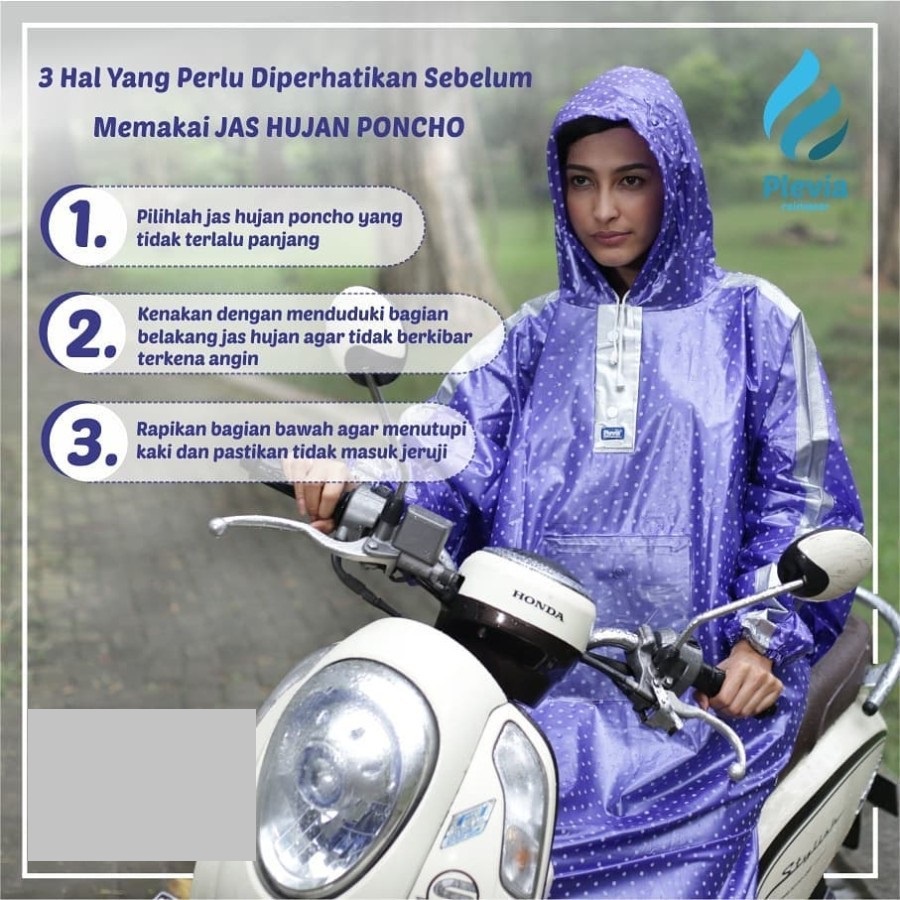 Jual Jas Hujan Poncho Pop Plevia Poncho Motor Unisex Ponco Polkadot