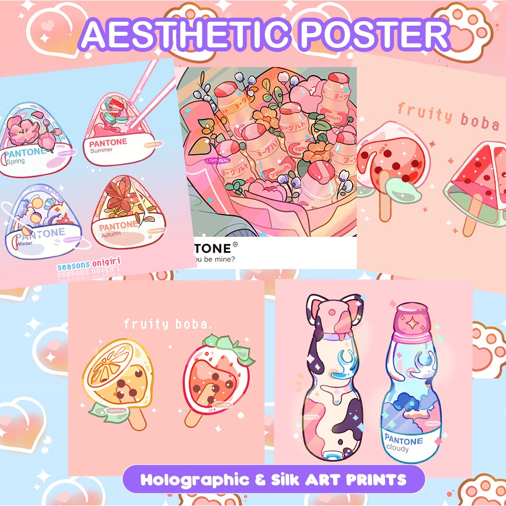 Jual Aesthetic Poster Kawaii Japanese Foods And Boba Lucu Art Print