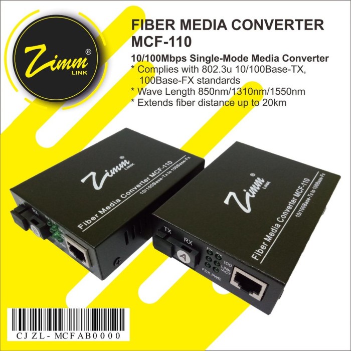 Jual Zimmlink Media Converter Htb Mbps A Dan B Zcf Fr Ab