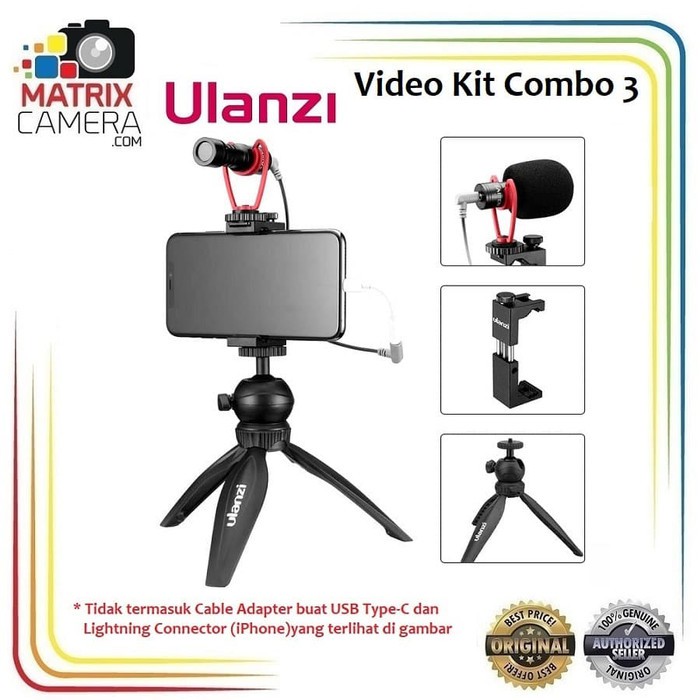 Jual Ulanzi Video Kit Combo 3 Paket Vlog Buat Vlogging Mic Tripod