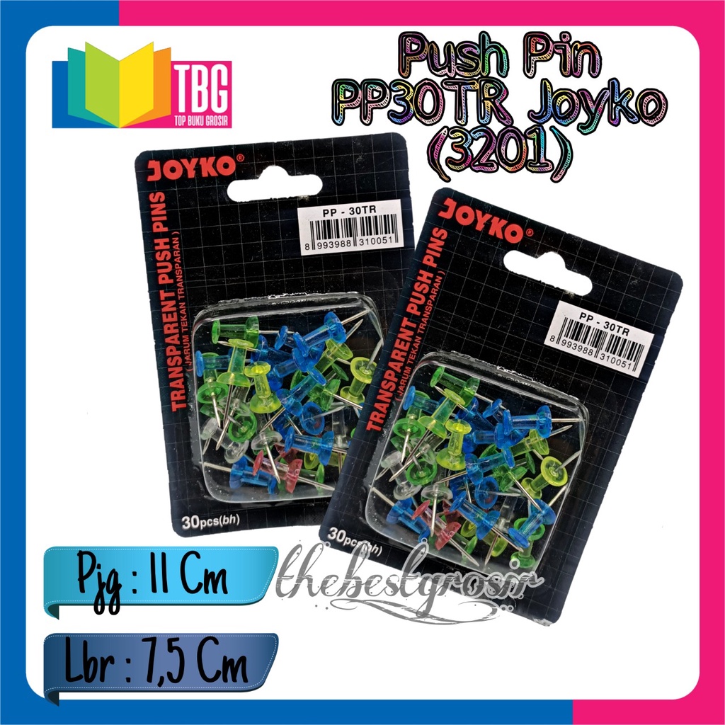 Jual Blister Pcs Push Pin Pp Tr Joyko Paku Tancap Transparan