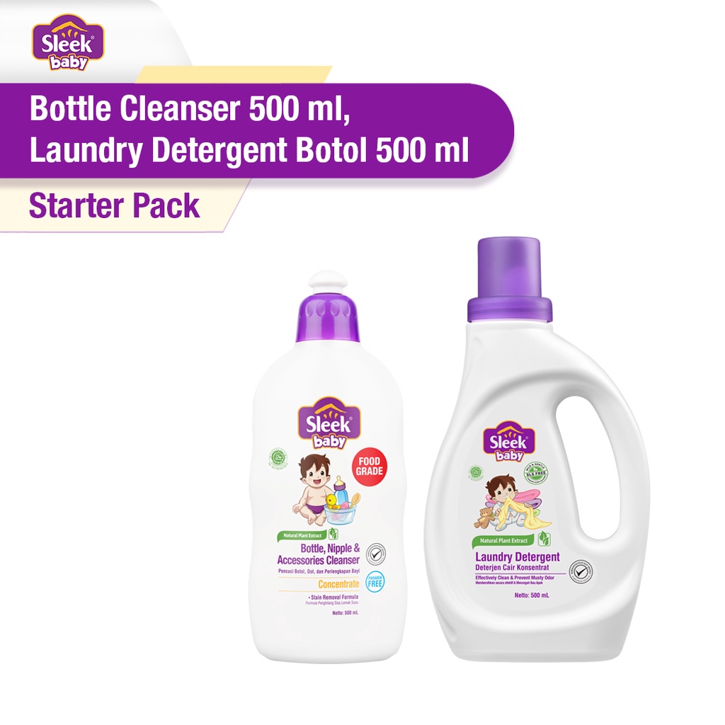 Jual Sleek Baby Starter Pack Bottle Nipple Cleanser Laundry Botol