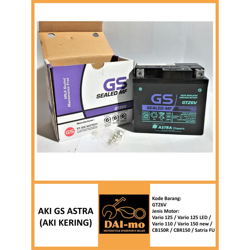 Jual Aki Motor GS Astra GTZ6V Vario 125 LED Vario 110 Vario 150 New