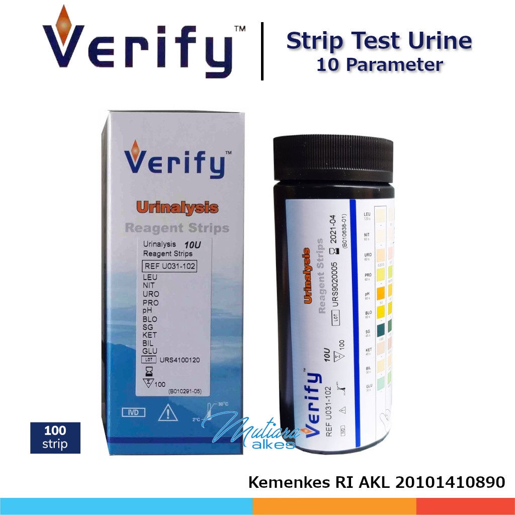 Jual Mutiara Alkes Verify Urinalysis Reagent Strip Parameter Tes