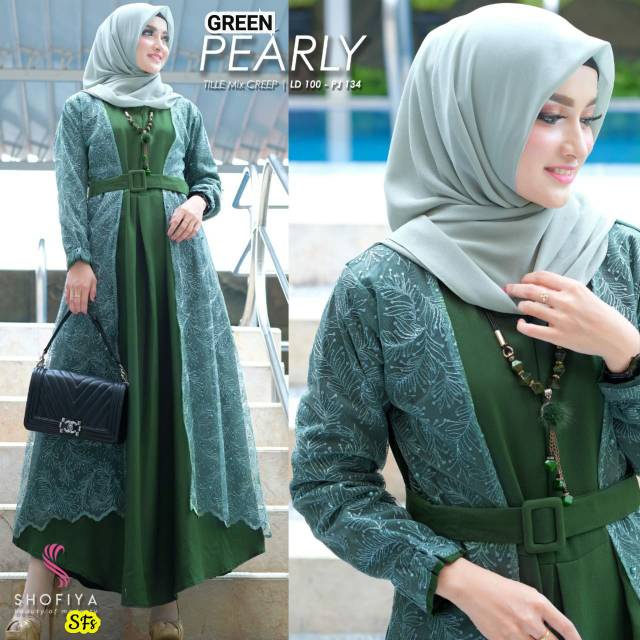 Jual Cod Bayar Di Tempat Gamis Chanit Pearly Dress Brokat