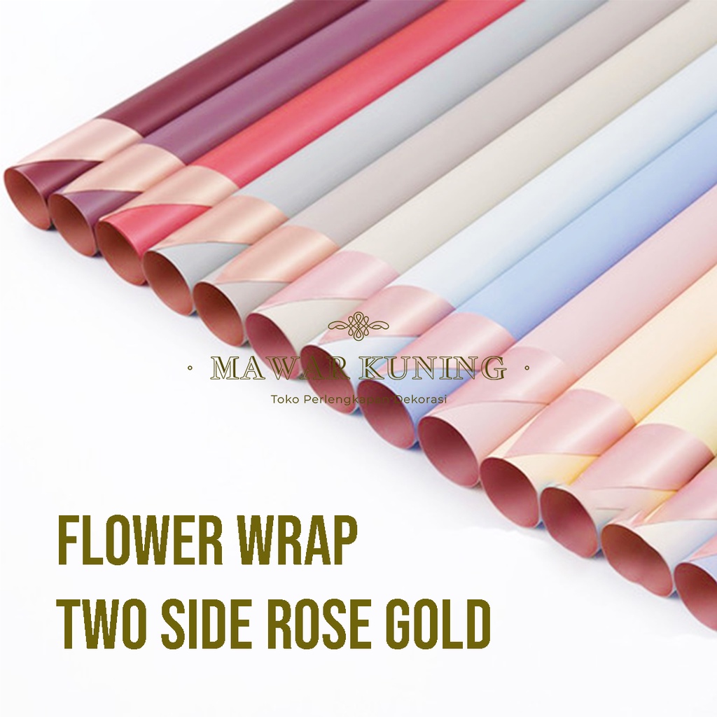 Jual Lembar Flower Wrap Two Side Rose Gold Cellophane Kertas