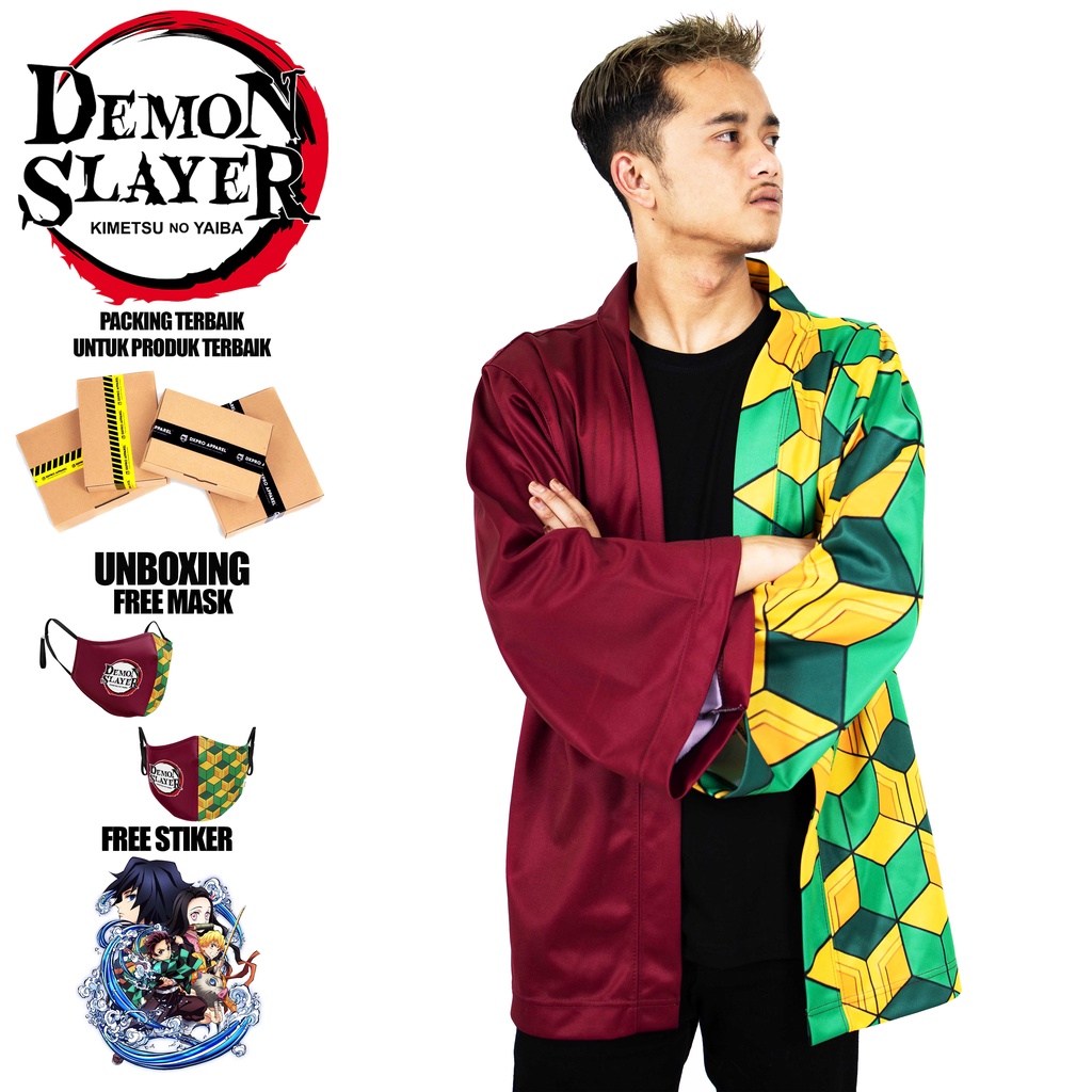 Jual Jubah Haori Kimono Giyu Tomioka Anime Demon Slayer Shopee Indonesia