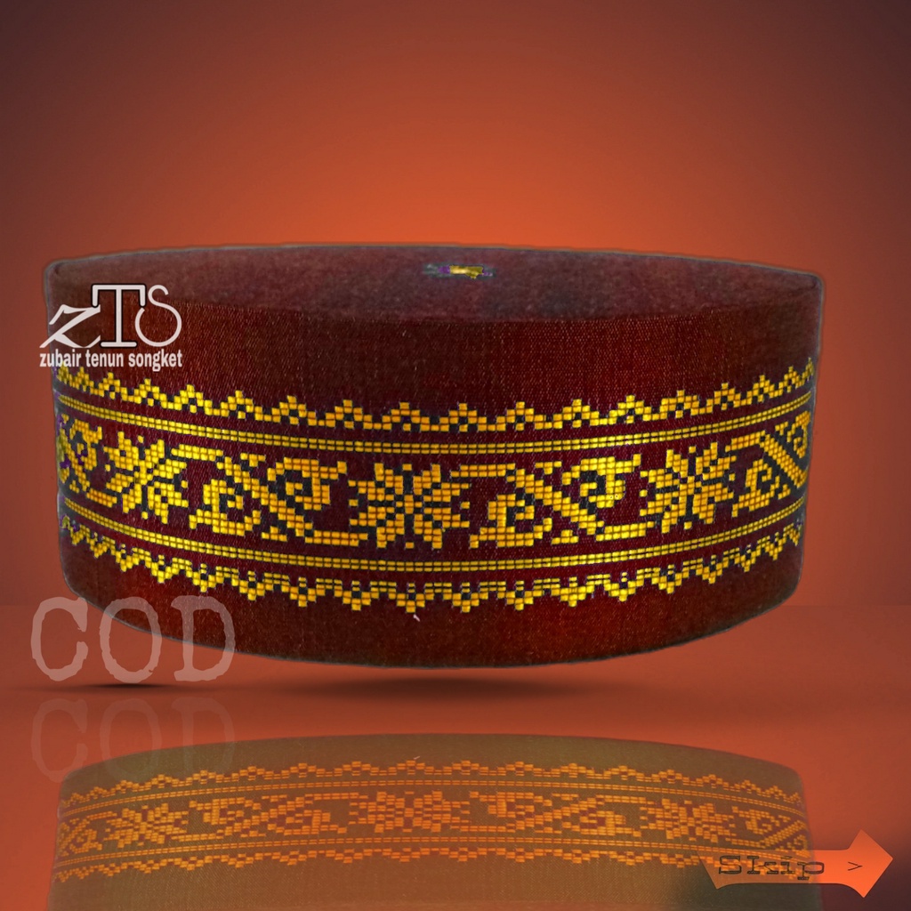 Jual Peci Songkok Merah Emas Songko Kopia Kopya Topi Lobe Zubair Tenun