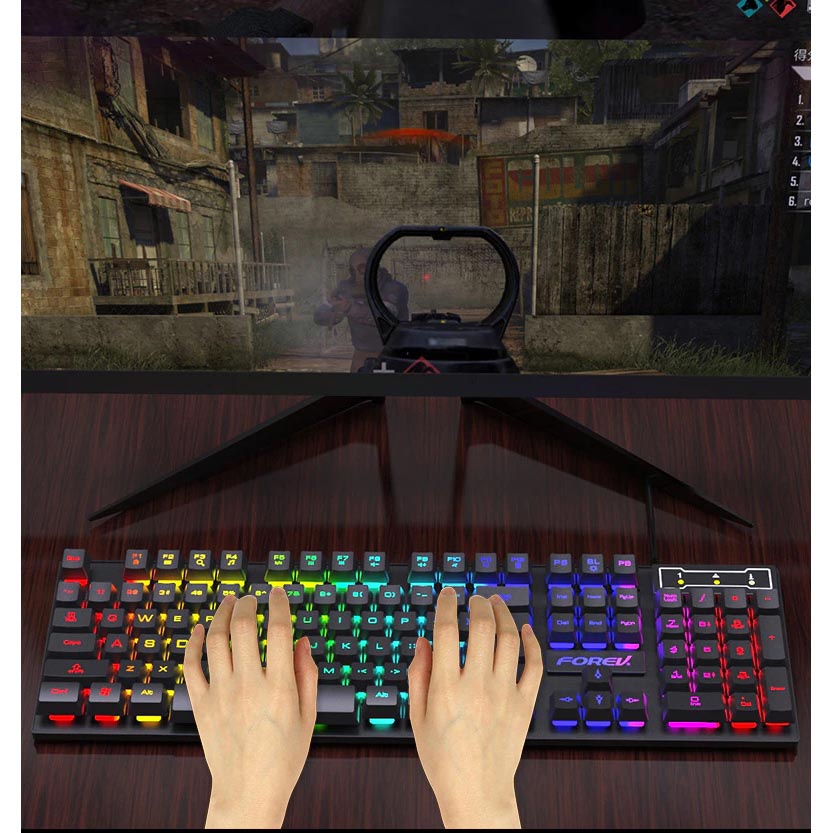 Jual FOREV Keyboard Gaming LED Mechanical Feel FV Q15 Black