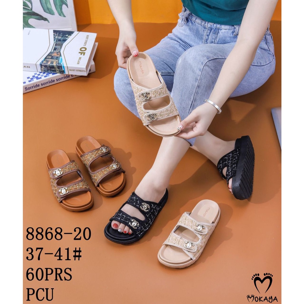 Jual Sandal Wedges Jelly Wanita Korea Ban Motif Rajut Knit Gesper Cc