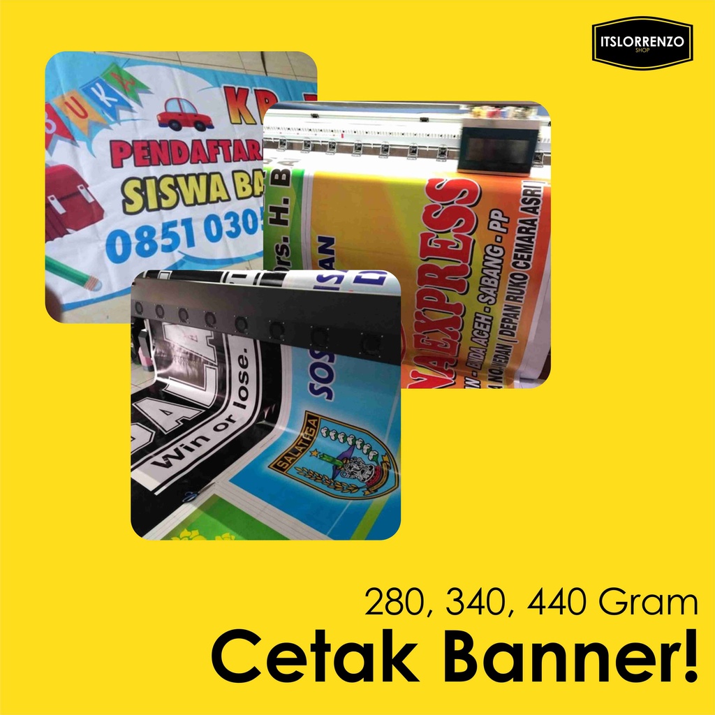 Jual TEBAL 280 340 440 GRAM CETAK SPANDUK BANNER BACKDROP