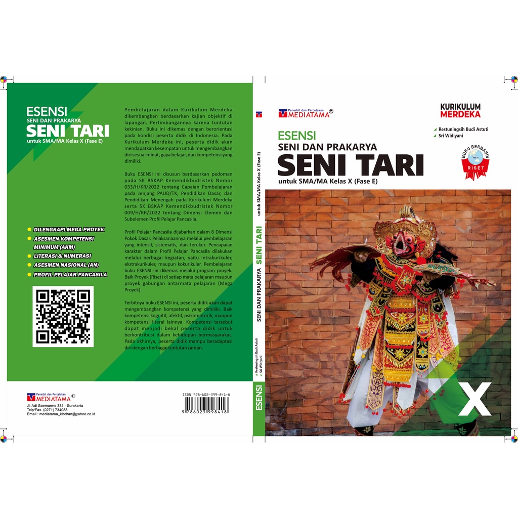 Jual ESENSI Seni Tari SMA MA Kelas X Fase E Kurikulum Merdeka Buku