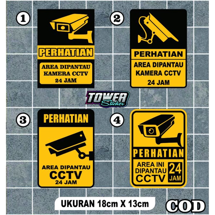 Jual Stiker Cutting Area Ini Dipantau Cctv Bahan Reflektif Shopee