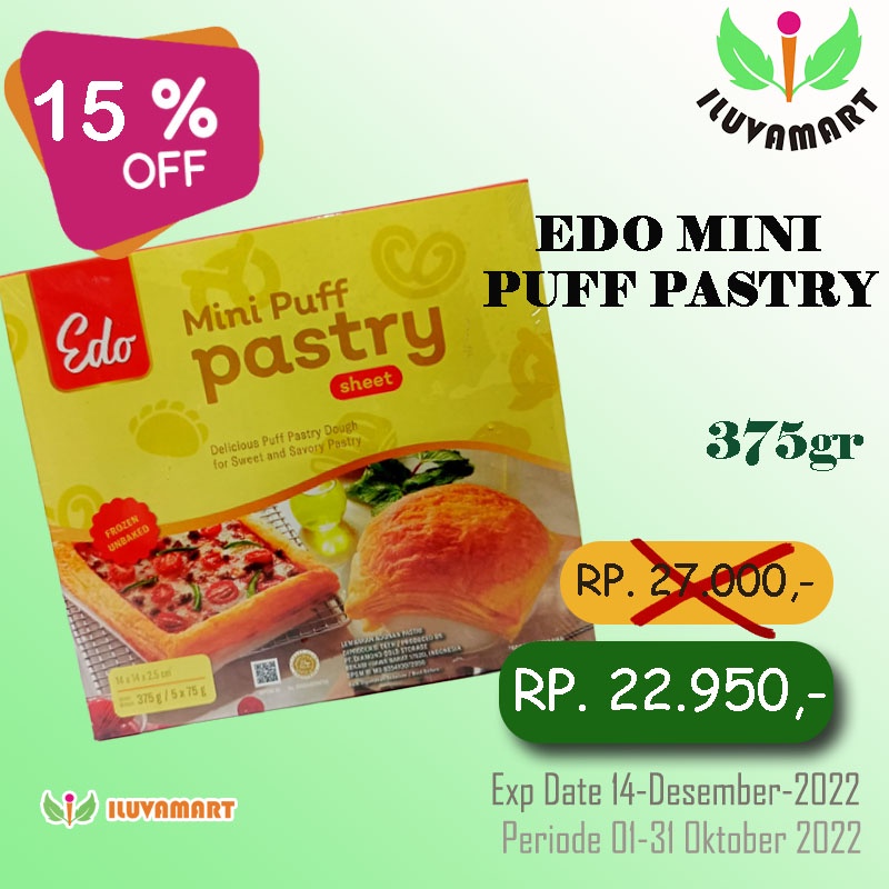 Jual Edo Mini Puff Pastry Sheet Gr Isi Lembar Halal Shopee Indonesia