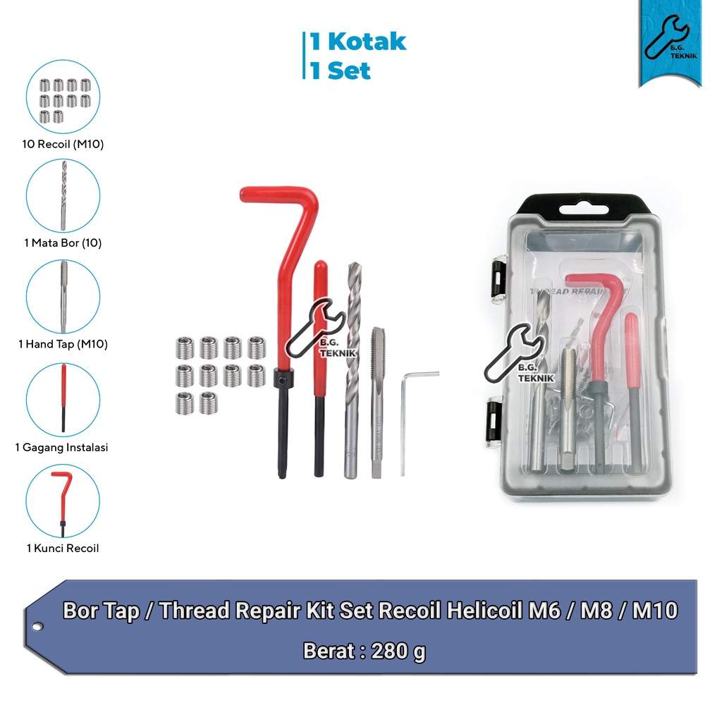 Jual Bor Tap Thread Repair Kit Set Recoil Helicoil M M M Shopee