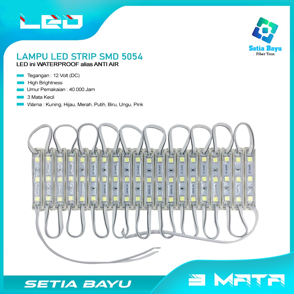 Jual LED Modul 3 Mata LED 12V SMD 5054 Lampu Aquarium Waterproof Lampu