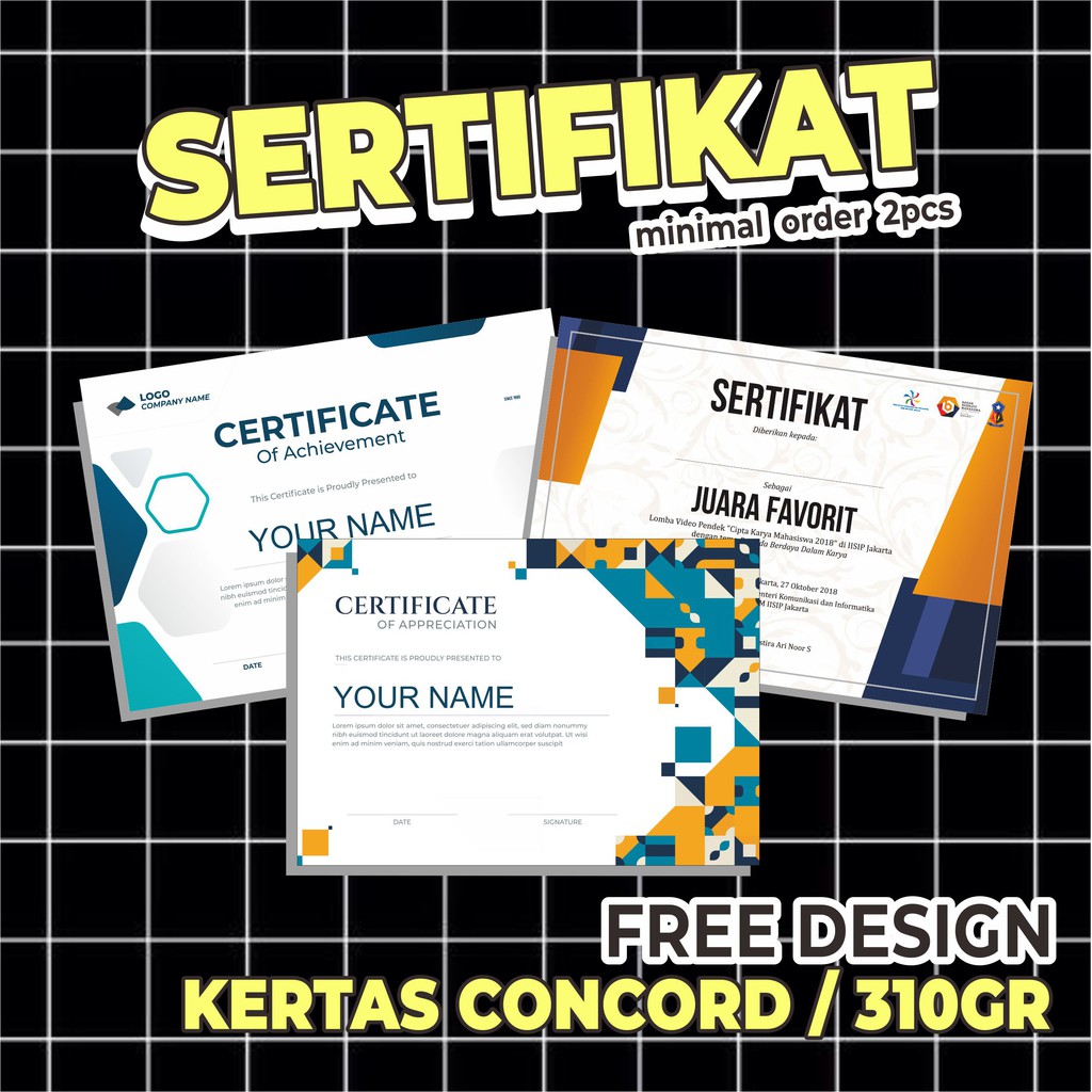 Jual CETAK SERTIFIKAT CUSTOM Shopee Indonesia