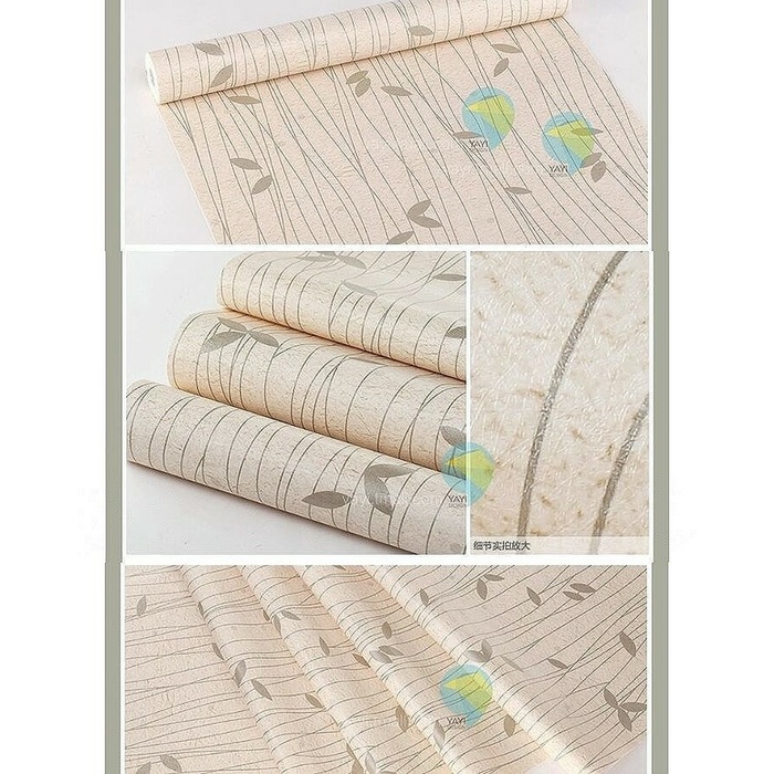 Jual Paperwall Salur Daun Krem 45 Cm X 10 Mtr Wallpaper Dinding