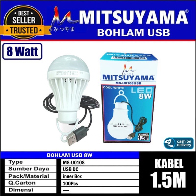 Jual Lampu Led Emergency Mitsuyama Watt Bohlam Led Kabel Usb Watt