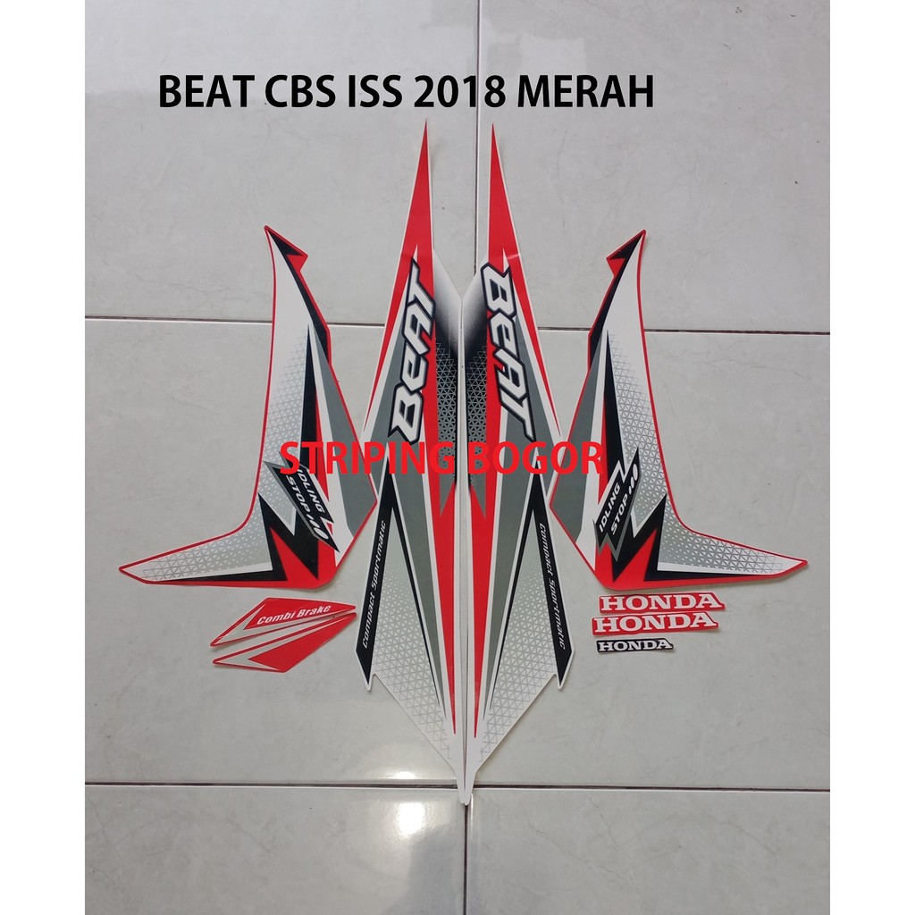 Jual Sticker Striping Motor Honda Beat Cbs Iss Red Merah Shopee