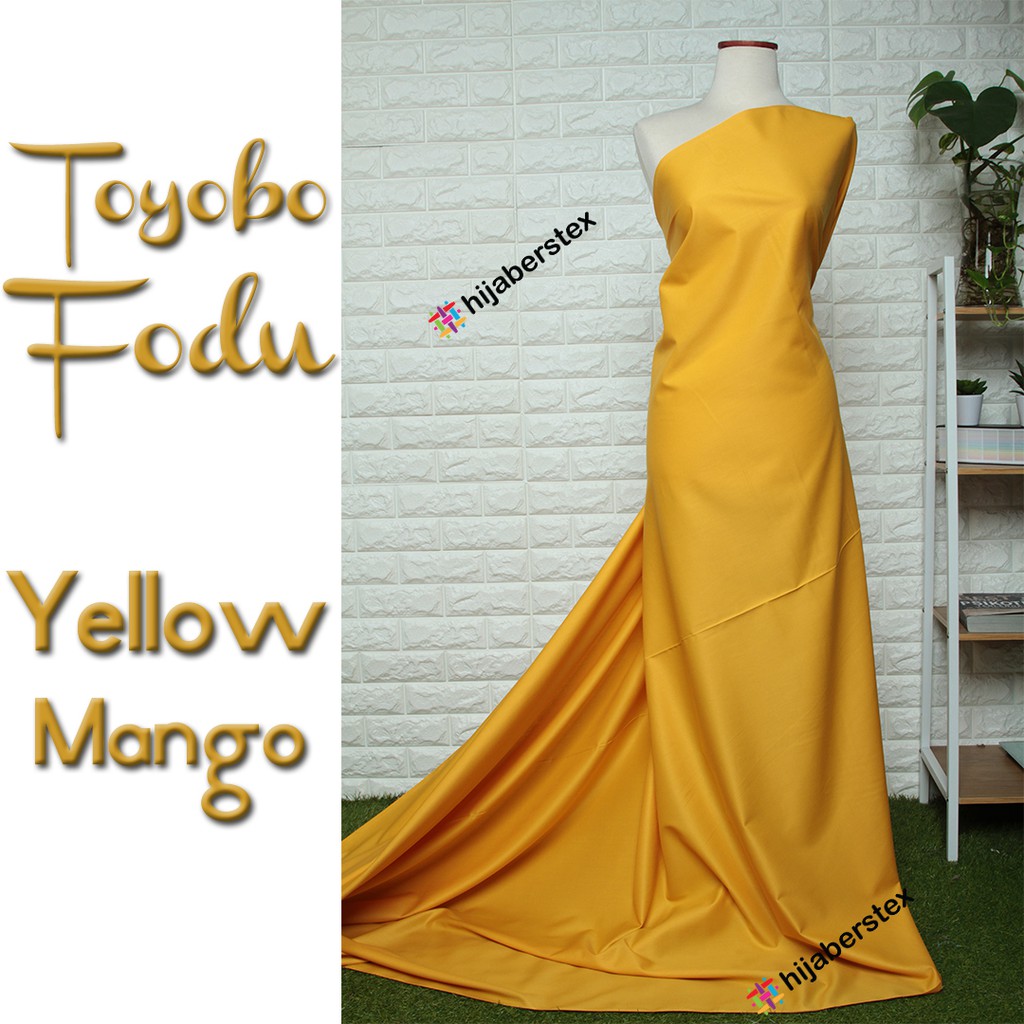 Jual 1 2 Meter Kain TOYOBO FODU Yellow Mango Ecer Warna Shopee