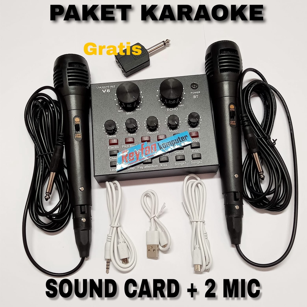 Jual Paket Karaoke Sound Card V8 Mixer SoundCard V8 Bluetooth Audio USB