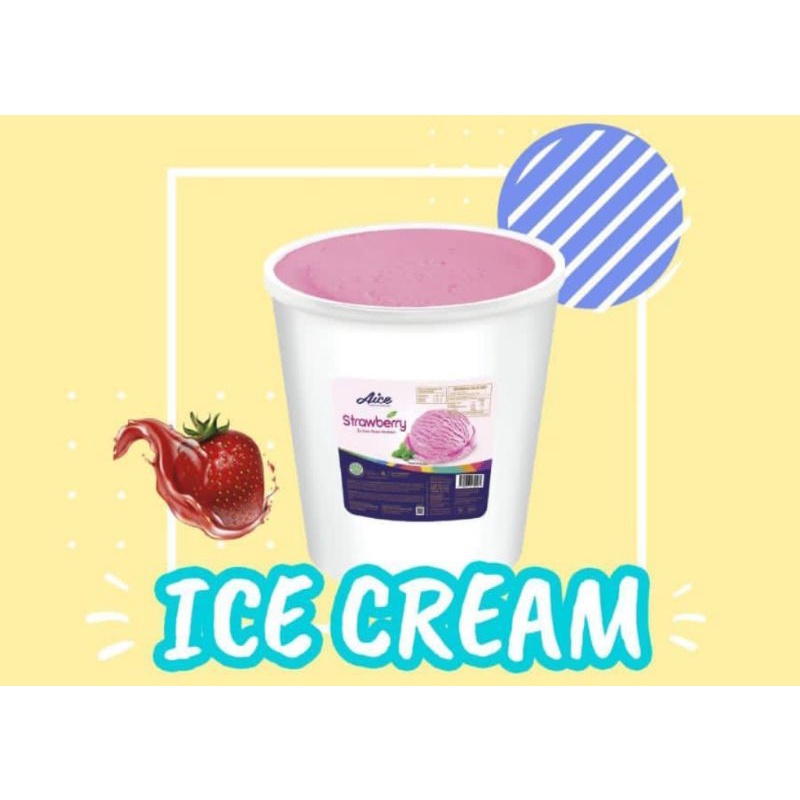 Jual Es Krim Aice Bucket Liter Strawberry Shopee Indonesia